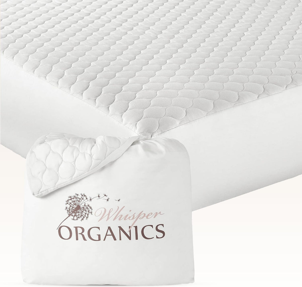 whisper organics 100% cotton organic quilted mattress pad, main product view