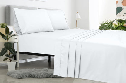 Royale Linens Queen Flat Sheet - Ultra Soft Brushed 1800 Microfiber Flat Sheets Only - Wrinkle Free & Stain Resistant - Hotel Quality Top Sheet for Bed (Queen, White)