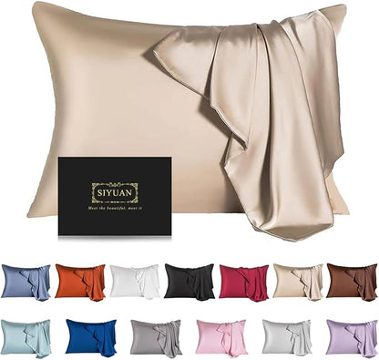 Mulberry Silk Pillowcase for Hair and Skin, Standard Size Cooling Silk Pillow by SIYUAN