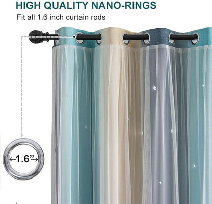 Star Girl and Kids Curtains for Bedroom Rainbow Ombre Double Layer Cute Shot - Image 2