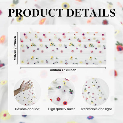 Artoid Mode Embroidery Daisy Spring Gauze Table Runner 59x120 Inch 10FT - Image 7