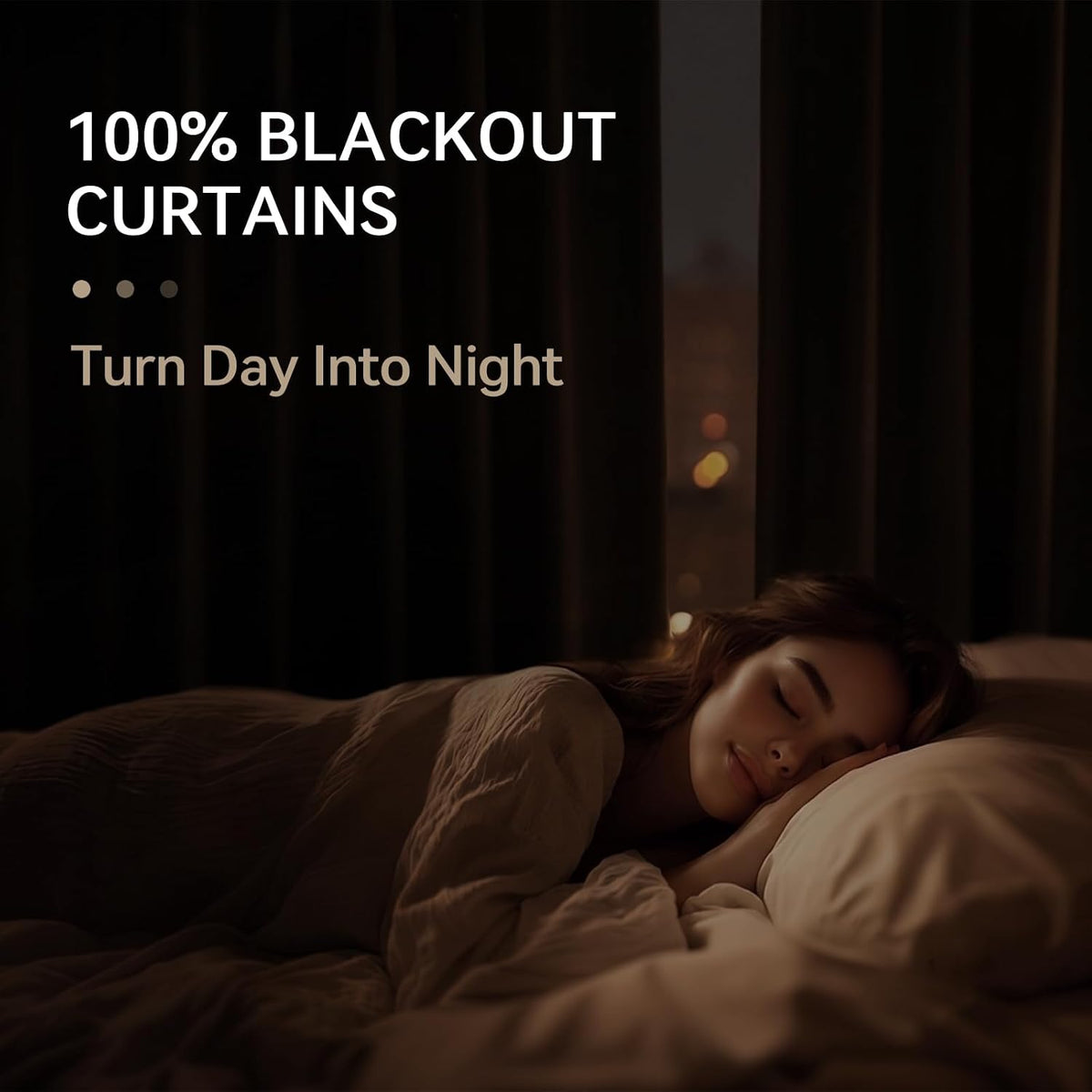 linen textured total blackout curtains for bedroom 84 shown in use