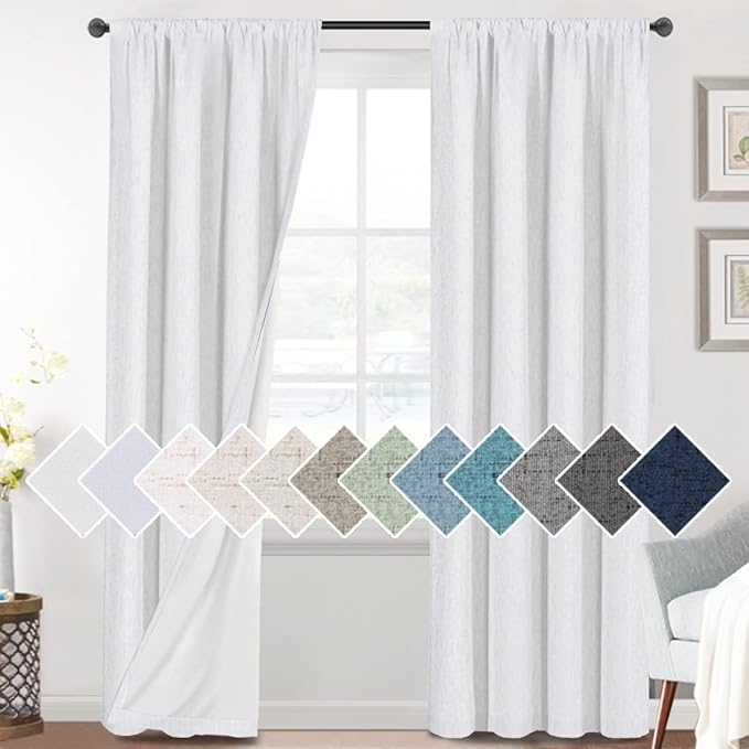 H.VERSAILTEX Linen Look 100% Blackout Curtains 95 Inches Long by HVERSAILTEX