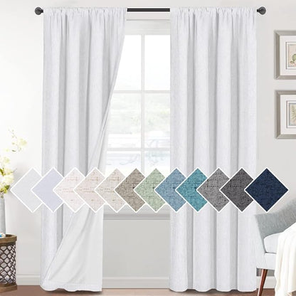 H.VERSAILTEX Linen Look 100% Blackout Curtains 95 Inches Long by HVERSAILTEX