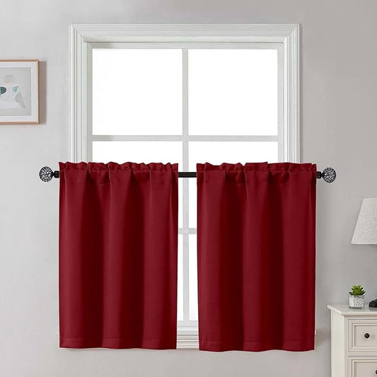 Gwine Short Curtains 30 Inch Length, Light Filtering Small Kitchen Window by Gwine