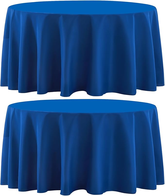 Round Tablecloth 132 Inch 2 Pack Royal Blue Tablecloths Washable Decorative by AOCOZHomeLifeMuseum