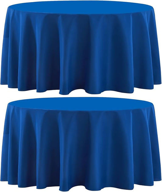 Round Tablecloth 120 Inch 2 Pack Royal Blue Tablecloths Washable Decorative by AOCOZHomeLifeMuseum