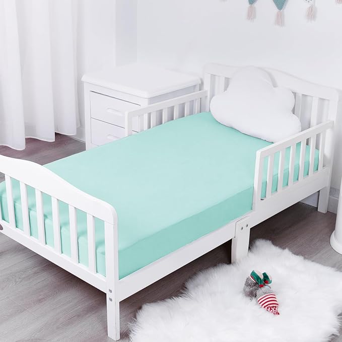 Waterproof Crib Sheets for Boys 2 Pack, Fitted Baby Crib Sheet Neutral 52" x - Image 6