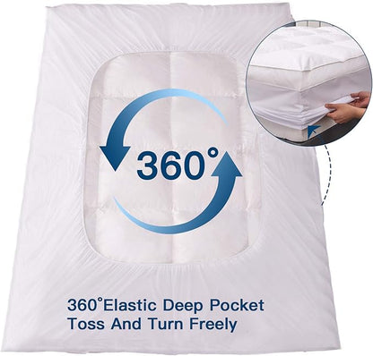 ELEMUSE Queen Size Extra Thick Fusion Goose Down Feather Filled Mattress Topper - Image 4