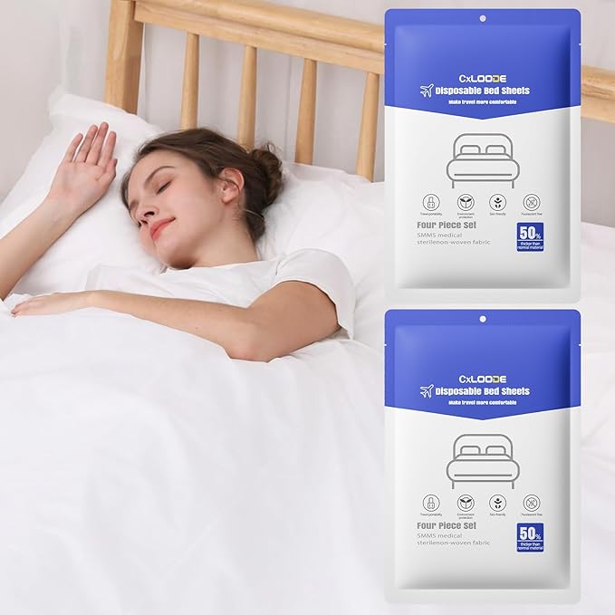 2 Pack Disposable Bed Sheets for Hotel, Portable Bedspread, Disposable Bedding by CXLoode