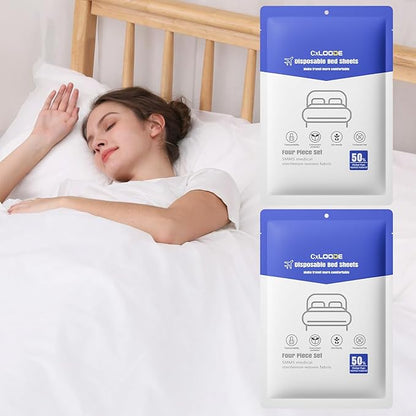2 Pack Disposable Bed Sheets for Hotel, Portable Bedspread, Disposable Bedding by CXLoode