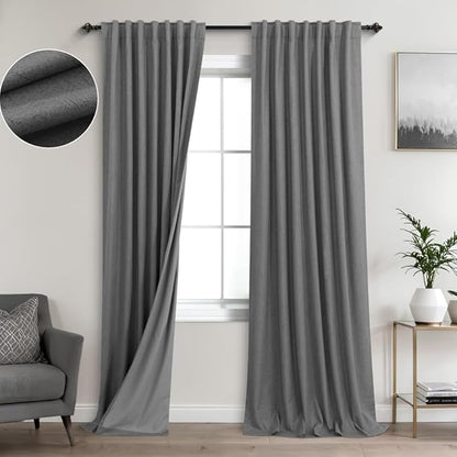 KOUFALL Grey Blackout Curtains 86 Inches Long by KOUFALL
