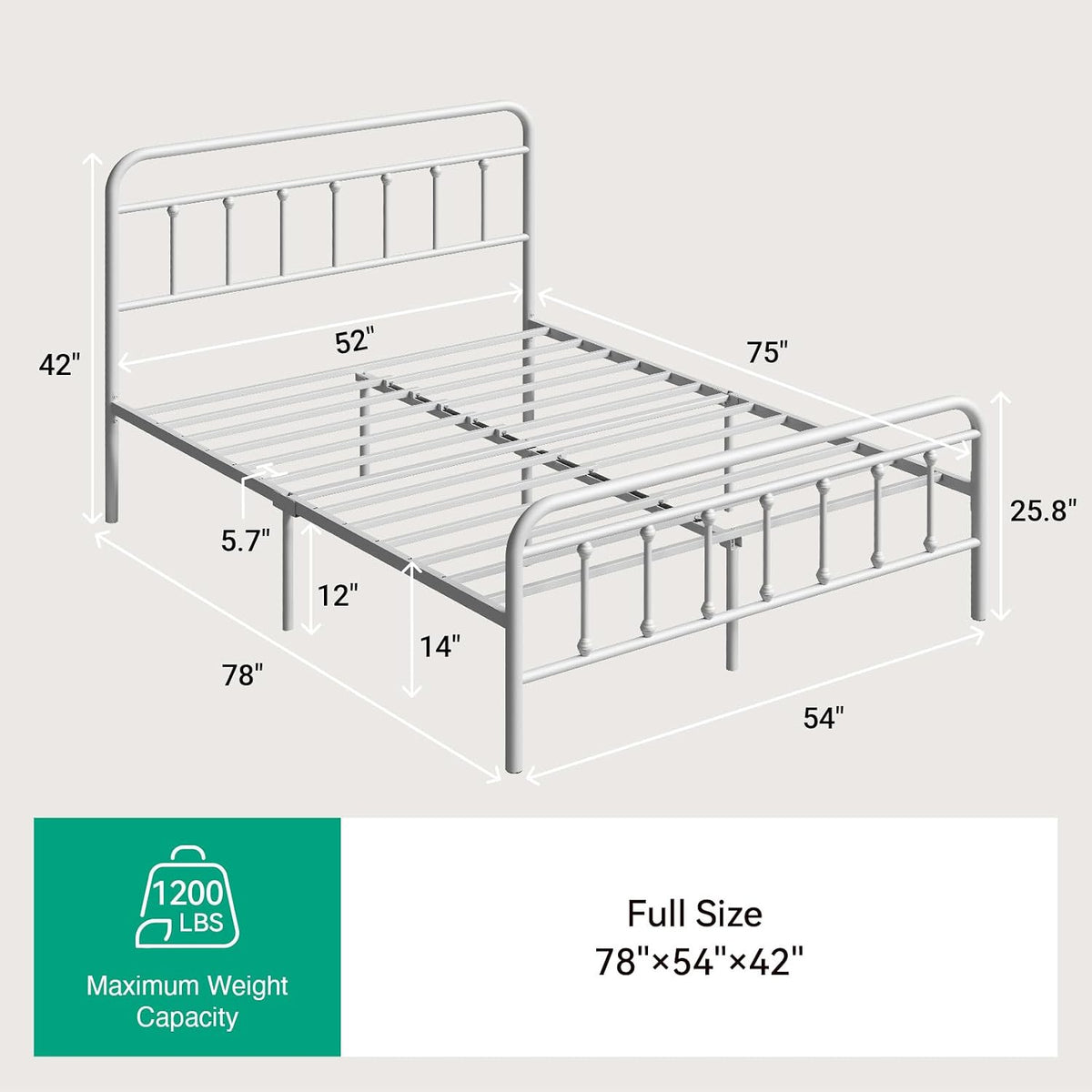 novilla metal full size bed frame - modern shown in use