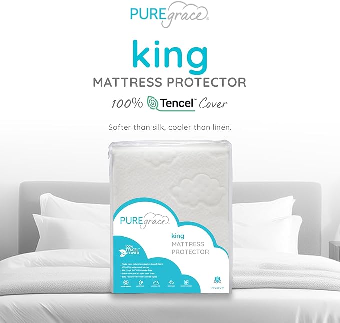 PUREgrace Tencel Mattress Protector – Waterproof, Noiseless Cover, Soft and - Image 2