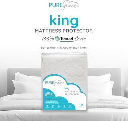PUREgrace Tencel Mattress Protector – Waterproof, Noiseless Cover, Soft and - Image 2