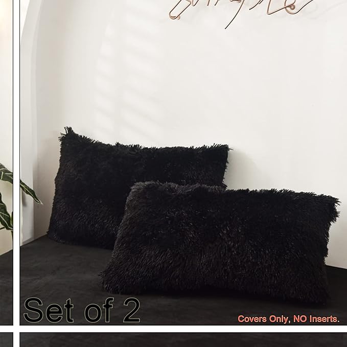 MorroMorn Decorative Pillows Covers, 2 Packs Faux Fur Pillow Cases, Luxury - Image 3