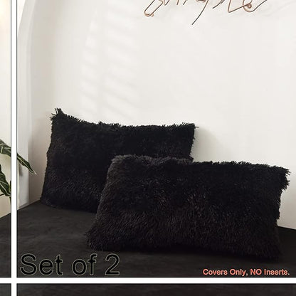 MorroMorn Decorative Pillows Covers, 2 Packs Faux Fur Pillow Cases Standard Size - Image 3