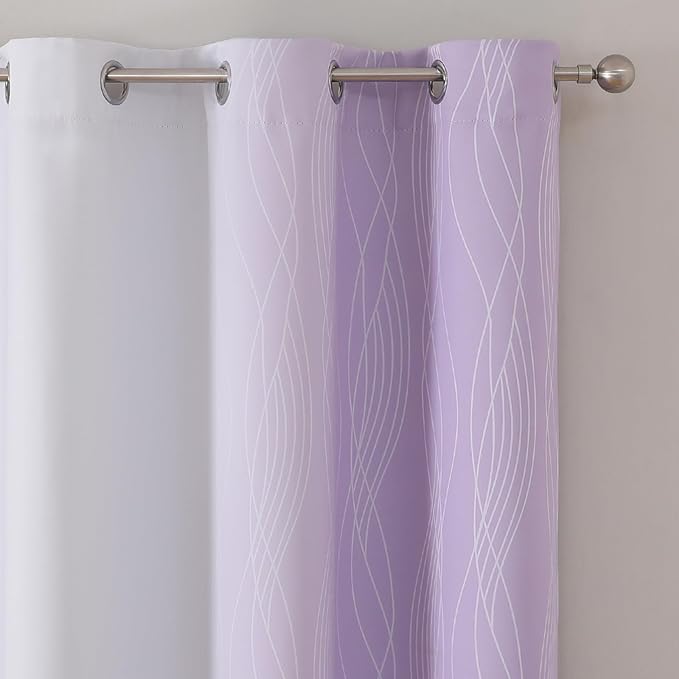 Estelar Textiler Lilac and Greyish White Blackout Curtains & Drapes - Image 4