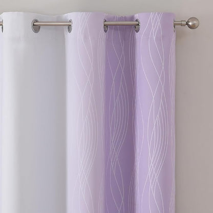Estelar Textiler Lilac and Greyish White Blackout Curtains & Drapes - Image 4