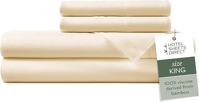 Hotel Sheets Direct 4 Piece Bed Sheet Set King Size, 100% Viscose Derived from by HOTELSHEETSDIRECT