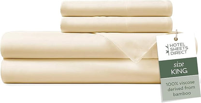 Hotel Sheets Direct 4 Piece Bed Sheet Set King Size, 100% Viscose Derived from by HOTELSHEETSDIRECT