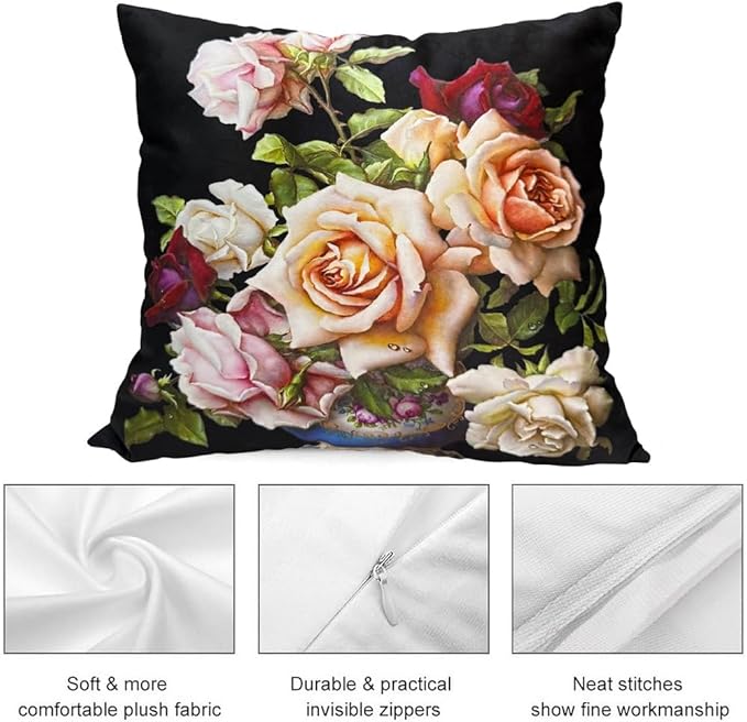 Elegant Decorative 18x18 Velvet Floral Pillow Cover Double Sides Flower - Image 3