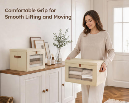homsorout storage bins with lids - closet organizer, side view