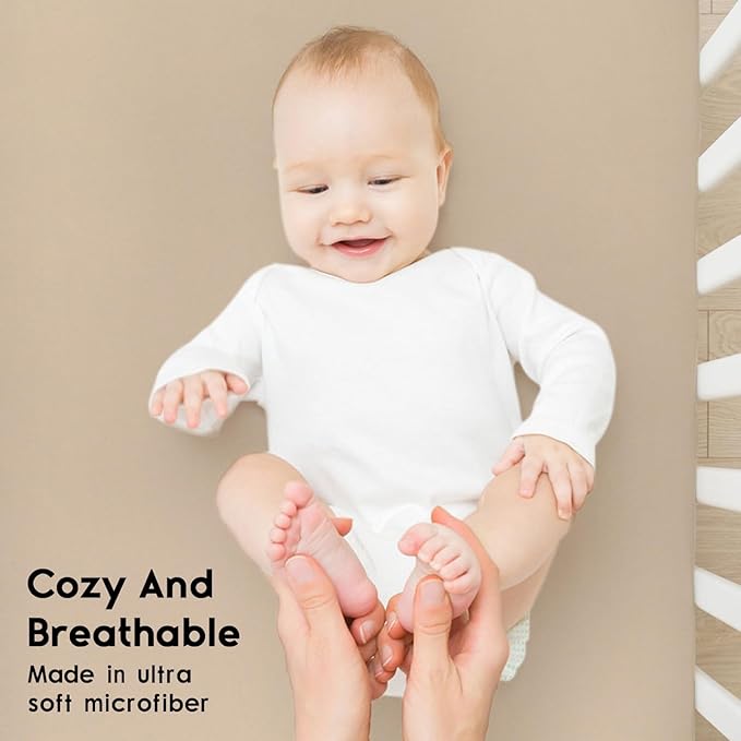Yoofoss Pack and Play Sheets Fitted, Mini Crib Sheets 2-Pack - Image 4
