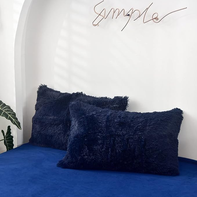 MorroMorn Decorative Pillows Covers, 2 Packs Faux Fur Pillow Cases Standard Size by MorroMorn