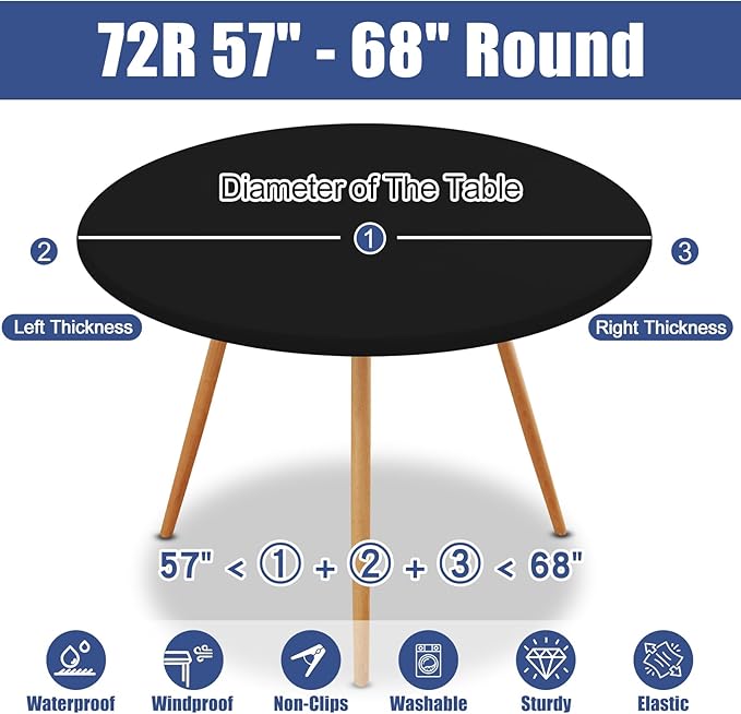 Round Spandex Tablecloth, Elastic Fitted Waterproof Tablecloths - Image 8