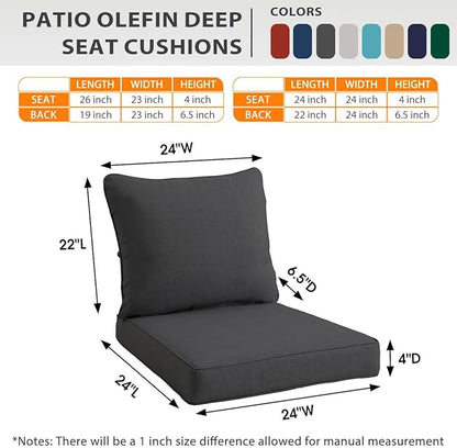 Sundale Outdoor Olefin Deep Seat Cushion Set of 2, Patio Chair Cushion and - Image 5