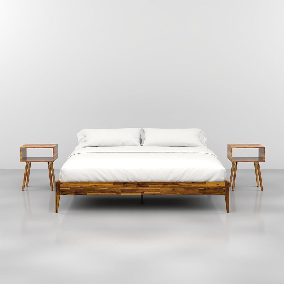 bme dinkee king bed frame wood 15 inch showing dimensions
