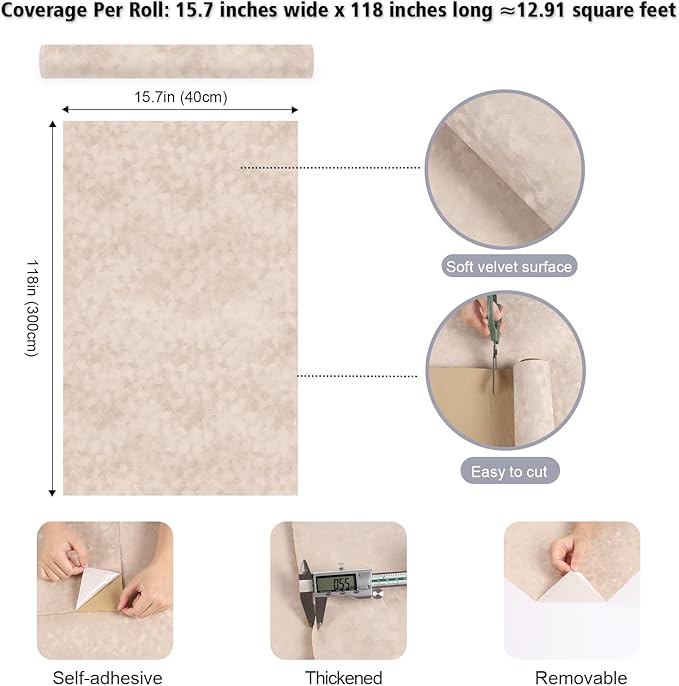 Beige Felt Drawer Liner Self Adhesive Velvet Flocking Liner Roll - Image 8