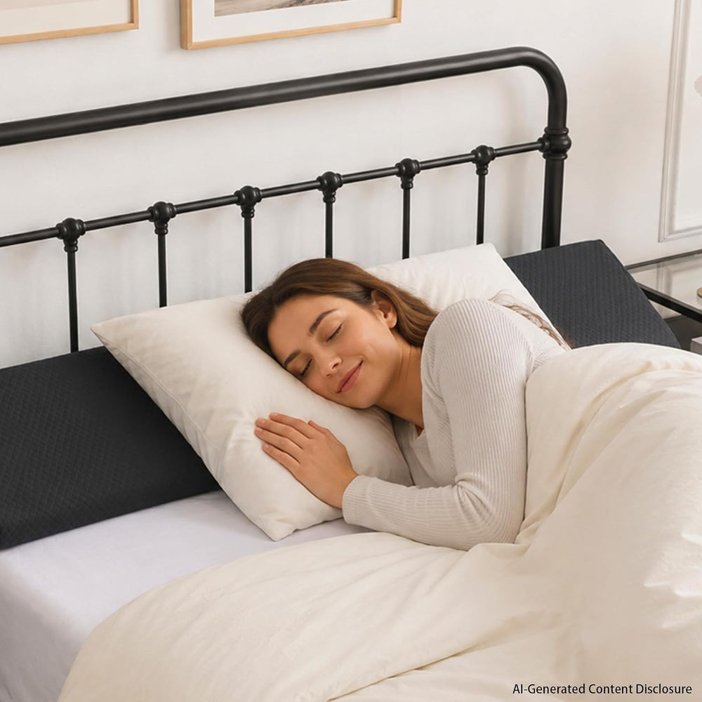 King Bed Wedge Pillow for Headboard & Mattress Gap Filler 10x6x76in Black