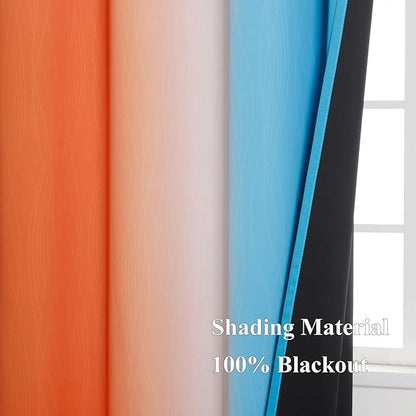 Thermal Insulated Blue and Orange Curtains - Image 5