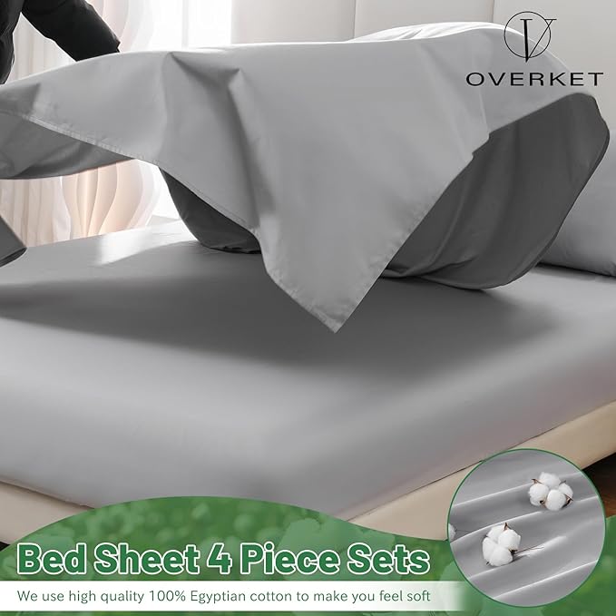 1000 Thread Count Egyptian Cotton Sheets Queen Size Set 4PCS Sateen Weave Soft - Image 3