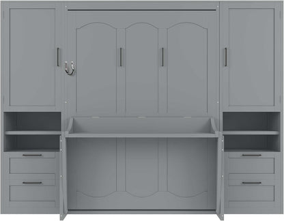 merax full size murphy bed with desk, closet, package contents