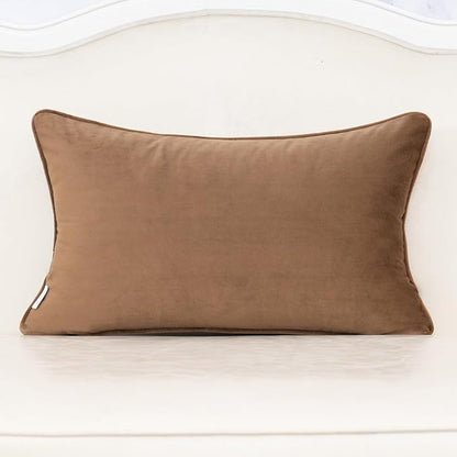 Alerfa Brown Throw Pillow Cover 12x20 Inch, Rectangle Cut Velvet Maple Leaf - Image 2