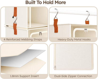 homsorout 6-tier modular hanging closet organizer shelves, beige, package contents