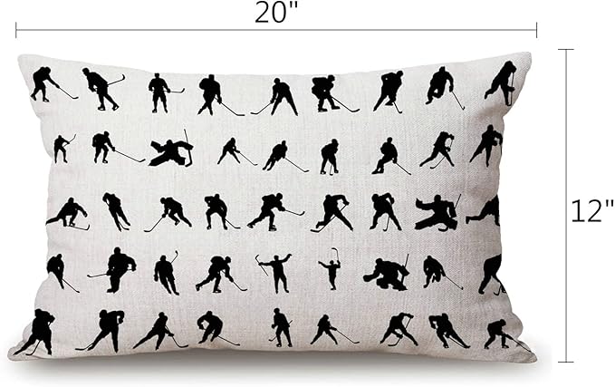 Solekla Silhouettes Hockey Players Pillow Cover Farmhouse Sport ice Skating Man - Image 2