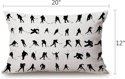 Solekla Silhouettes Hockey Players Pillow Cover Farmhouse Sport ice Skating Man - Image 2