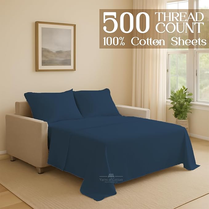 Sleeper Sofa 4 Piece Bed Sheet Set Premium Quality 100% Cotton 500 Thread Count - Image 2