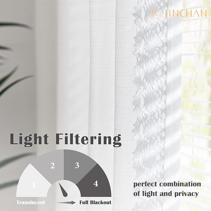 jinchan Linen Curtains for Living Room Bedroom Light Filtering Semi Sheer - Image 6