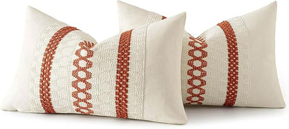 MIULEE Set of 2 Burnt Orange Decorative Lumbar Pillow Covers 12x20 Inch - Image 8