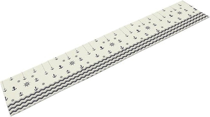 Nautical Table Runner, Anchor Sailboat Rudder Navy Wavy Stripes Ocean Waves - Image 7