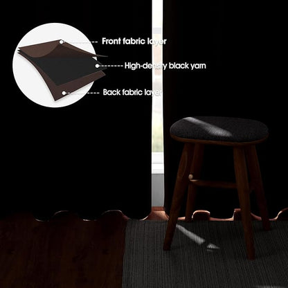 HOMEIDEAS Chocolate Brown Blackout Curtains, Room Darkening Soundproof Thermal - Image 3