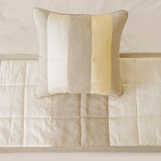 The HomeCentric King/Queen/Twin Beige Decorative Full 68"x18" Bed Runner - Image 2