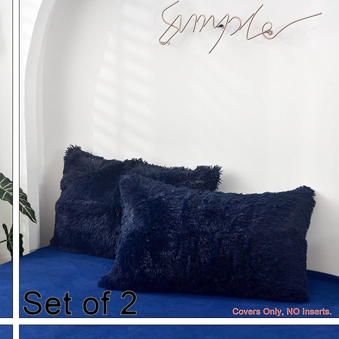 MorroMorn Decorative Pillows Covers, 2 Packs Faux Fur Pillow Cases, Luxury - Image 3