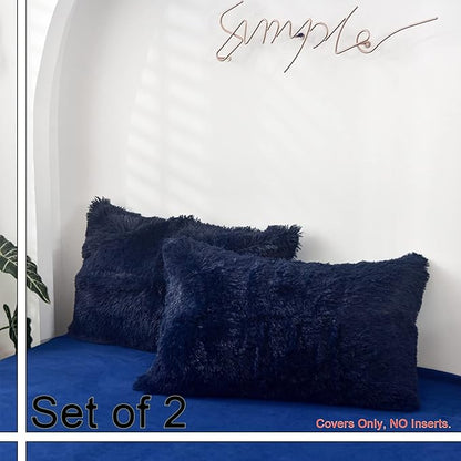 MorroMorn Decorative Pillows Covers, 2 Packs Faux Fur Pillow Cases Standard Size - Image 3