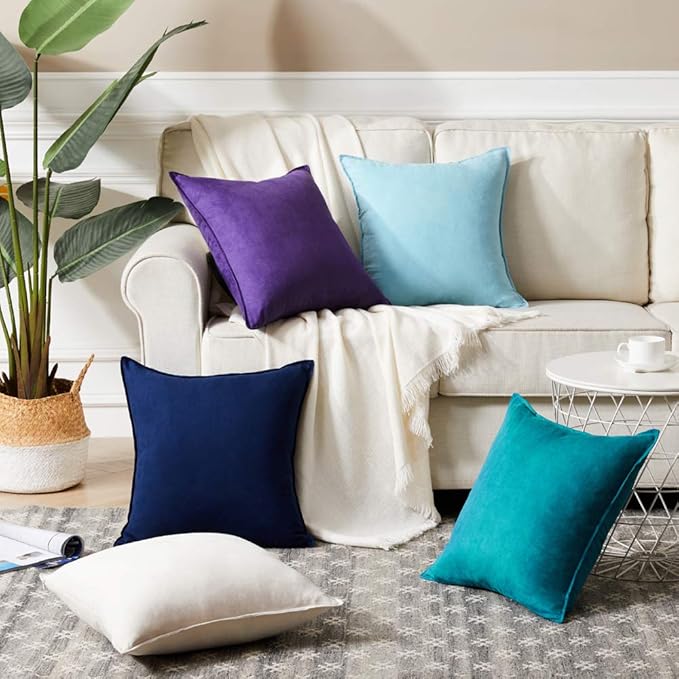 Fancy Homi 2 Packs Premium Faux Suede Decorative Throw Pillow Covers, Super - Image 6